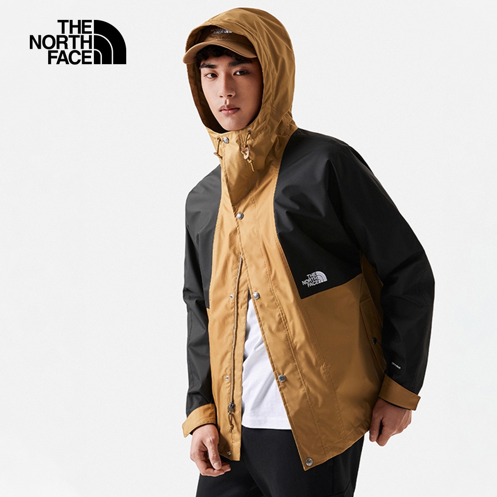 The North Face 官方旗艦】北面男款棕黑拼接防水透氣寬鬆連帽衝鋒衣 