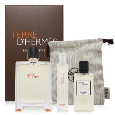 HERMES 愛馬仕 大地三入香水禮盒(淡香水100ml+淡香水15ml+沐浴精40ml) (平行輸入)