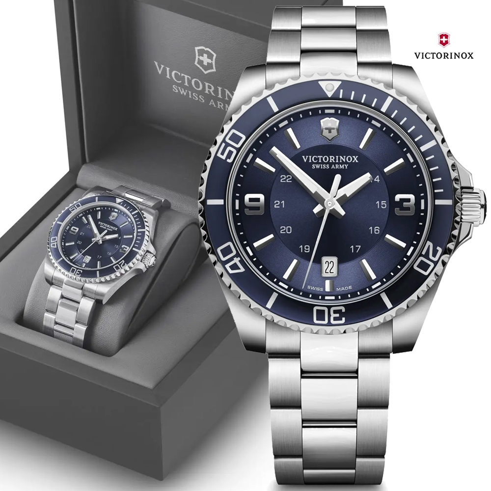 VICTORINOX 瑞士維氏 Maverick Large 單向旋轉錶圈100米腕錶-藍43mm(VISA-242007)