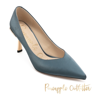 Pineapple Outfitter-PYOTR 真皮緞面亮鑽高跟鞋-藍色