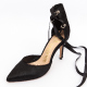 Lilylollipop-Luxury 馬毛緞帶繞踝跟鞋--黑色 product thumbnail 1