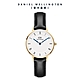 Daniel Wellington DW PETITE Roman numerals 28mm 小藍針系列寂靜黑皮革錶-白錶盤-香檳金框 product thumbnail 1