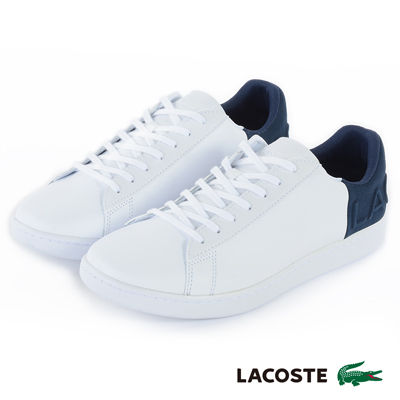 LACOSTE 女用真皮休閒鞋-白/藍