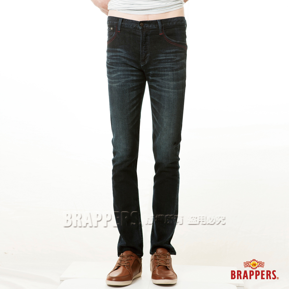 BRAPPERS 男款 男用彈性窄版直筒褲-深藍