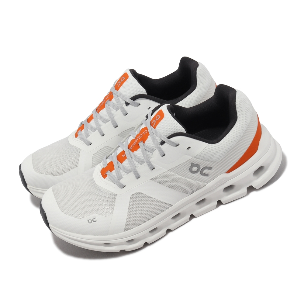 On Running 慢跑鞋 Cloudrunner 寬楦 男鞋 純潔白 火焰橘 雲端緩衝科技 運動鞋 昂跑 5698037