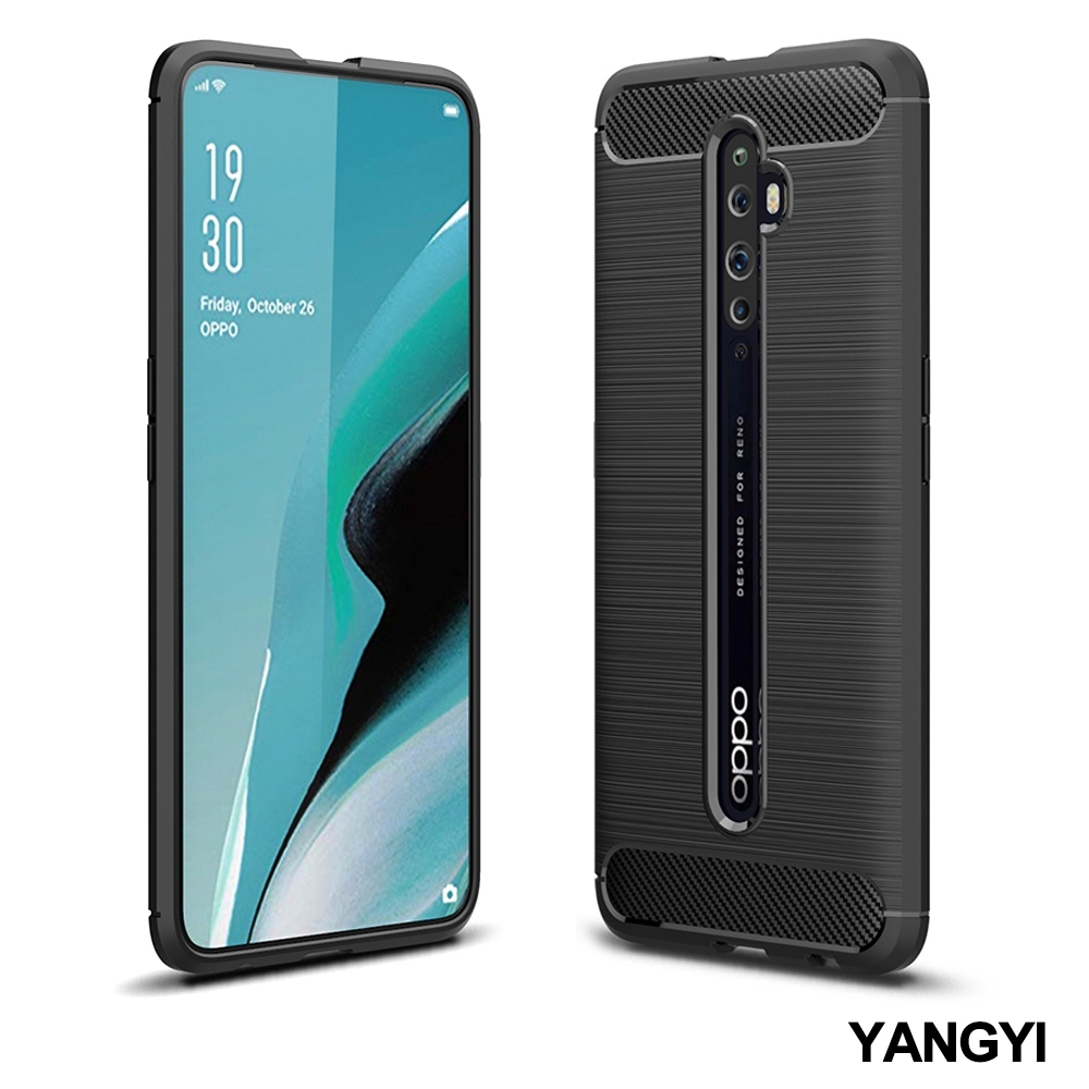 YANGYI揚邑 OPPO Reno 2Z 拉絲紋碳纖維軟殼散熱防震抗摔手機殼-黑