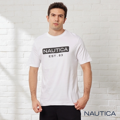 Nautica 男裝 立體LOGO圖騰短袖T恤-白色