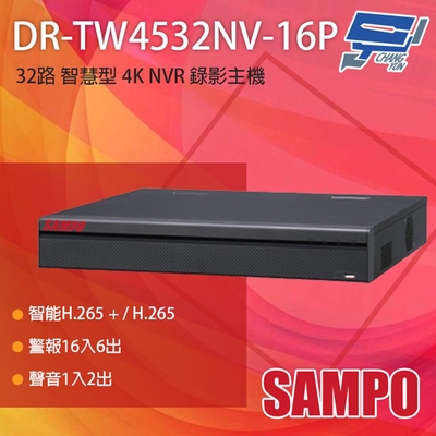 昌運監視器 SAMPO聲寶 DR-TW4532NV-16P 32路 專業智慧型 4K NVR錄影主機