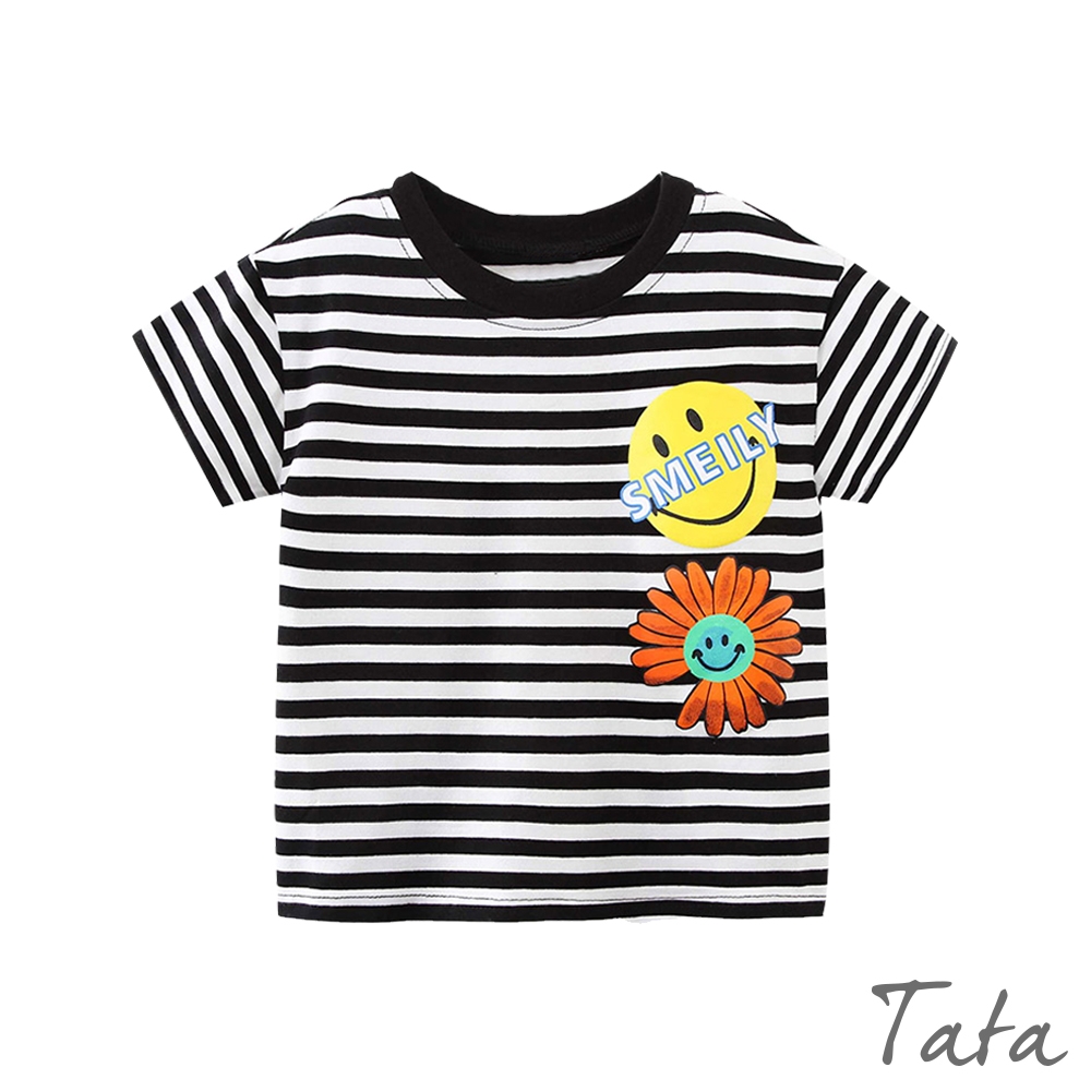 童裝 撞色條紋笑臉印花上衣 TATA KIDS