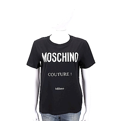 MOSCHINO 品牌LOGO印花黑色棉質T恤