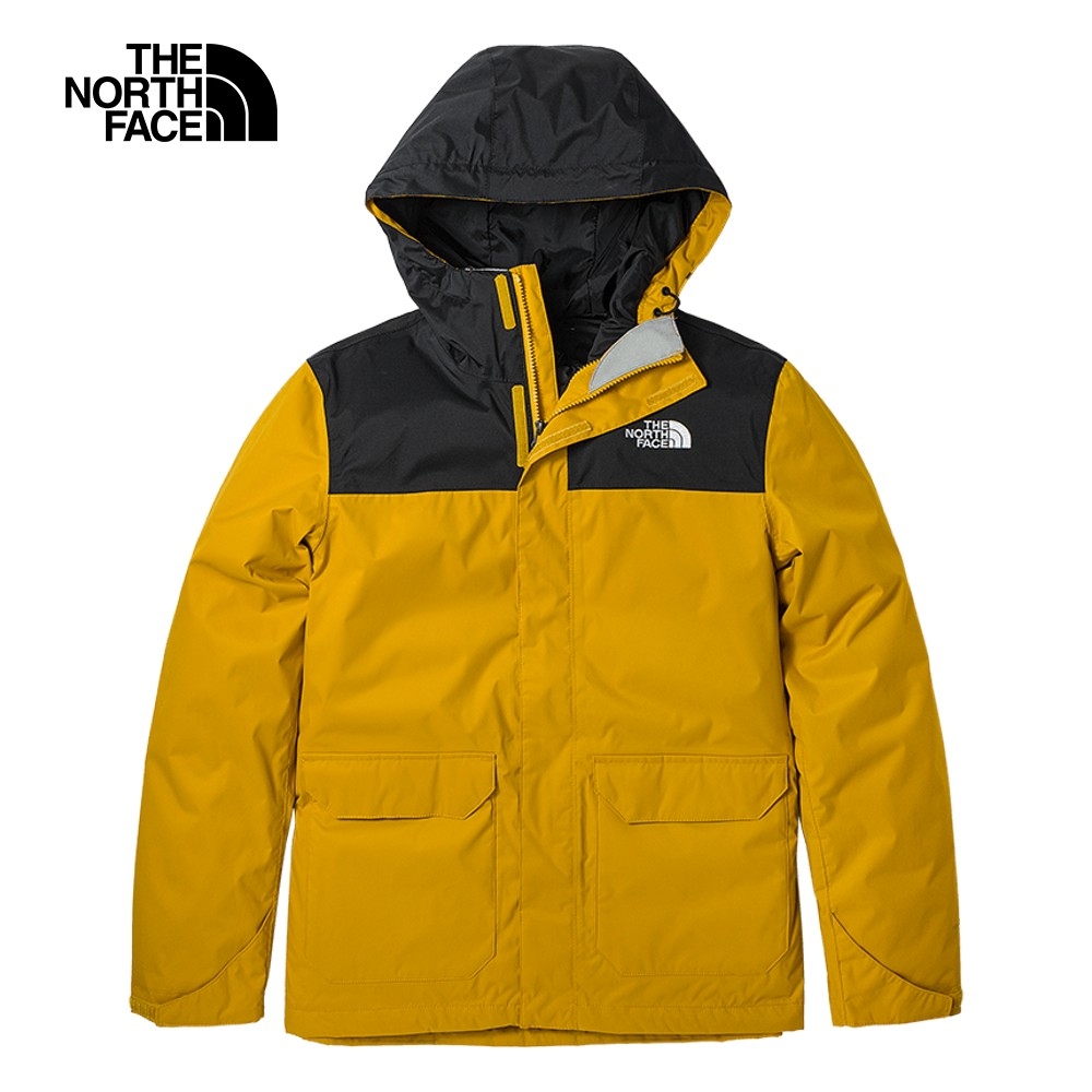 The North Face 官方旗艦】北面男款黃色防水透氣可調節衝鋒衣｜497JYQR 