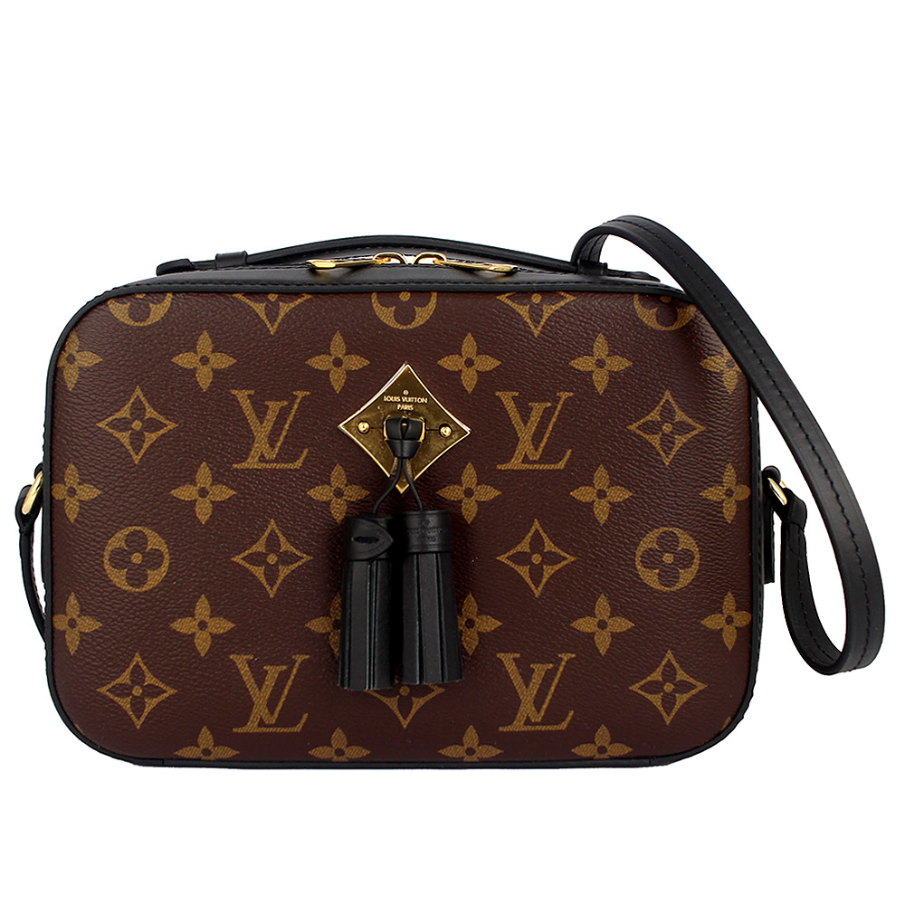 LV M43555 Monogram 經典LV花紋黑色流蘇方形手提/斜背包