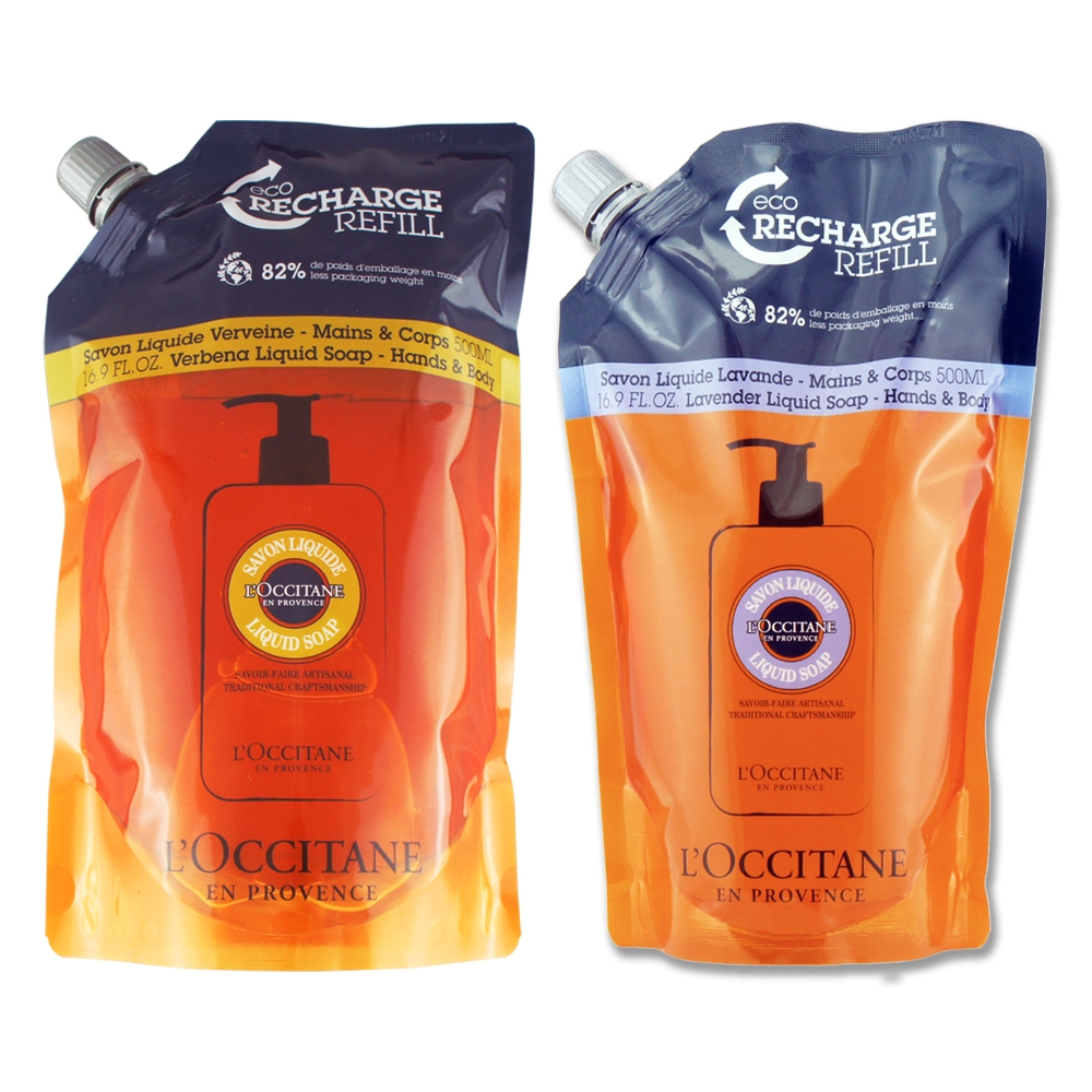 L’OCCITANE 歐舒丹 潔手沐浴液式皂補充包 500ml（乳油木薰衣草/乳油木馬鞭草.多款任選）百貨公司貨