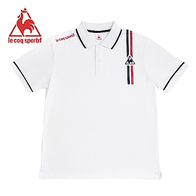 le coq sportif 法國公雞牌雙色線條印花短袖POLO衫 男-白