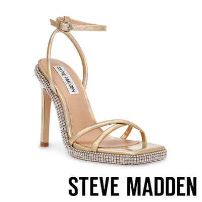STEVE MADDEN-UPTEMPO 方頭鑽面底台高跟涼鞋-金色