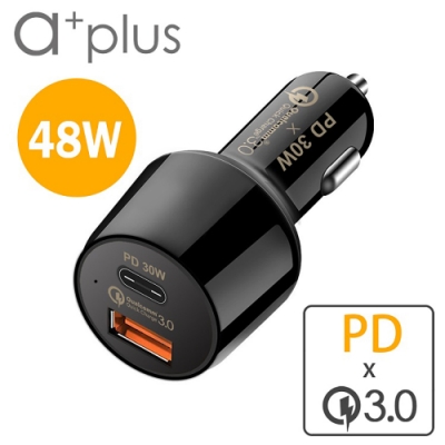 a+plus PD 30W+高通認證QC3.0 超極速車用充電器ACC-QCPD30W