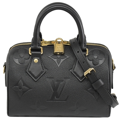 LV M58953 SPEEDY BANDOULIERE 20 經典粒紋牛皮手提/斜背兩用波士頓包 (黑)