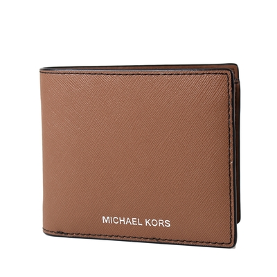 MICHAEL KORS 男款 燙印LOGO防刮零錢袋短夾-焦糖色