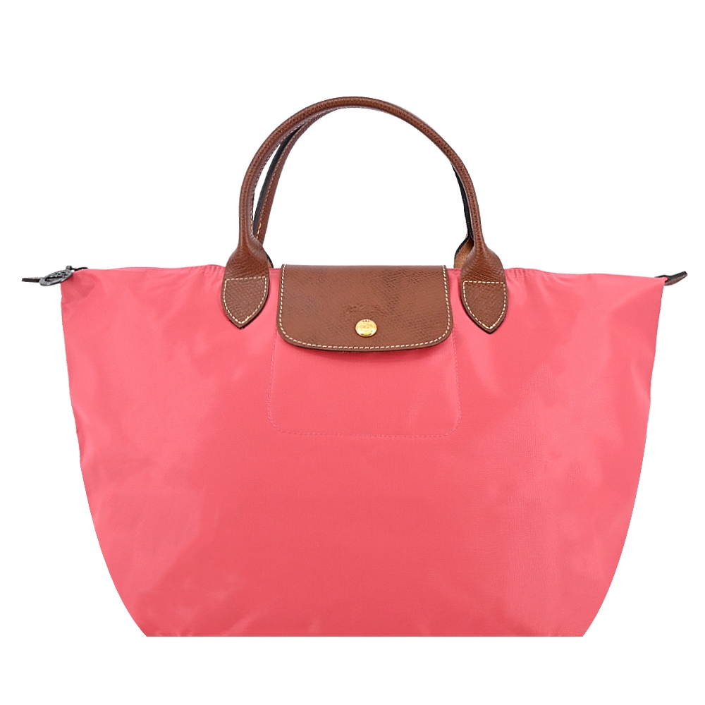 LONGCHAMP LE PLIAGE系列短把再生尼龍摺疊水餃包(中/石榴紅)LONGCHAMP