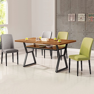 Homelike 德爾工業風4尺餐桌椅組(一桌四椅)-120x80x75cm