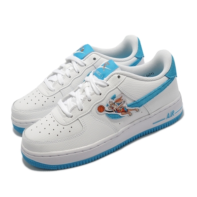 Nike 休閒鞋 Air Force 1 GS 運動 女鞋 怪物奇兵 蘿拉兔 兔巴哥 大童 穿搭 白 藍 DM3353-100