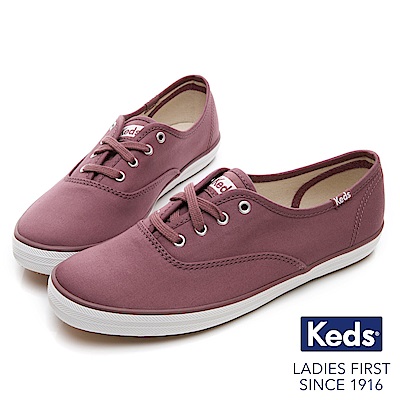 Keds CHAMPION 霧感經典綁帶休閒鞋-紫紅