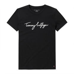 TOMMY 熱銷印刷文字圖案短袖T恤(女)-黑色