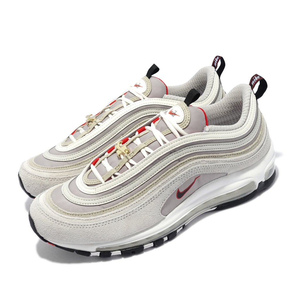 Nike 休閒鞋 Air Max 97 SE 運動 男鞋 經典款 氣墊 麂皮 鞋帶logo造型 灰 白 DB0246-001