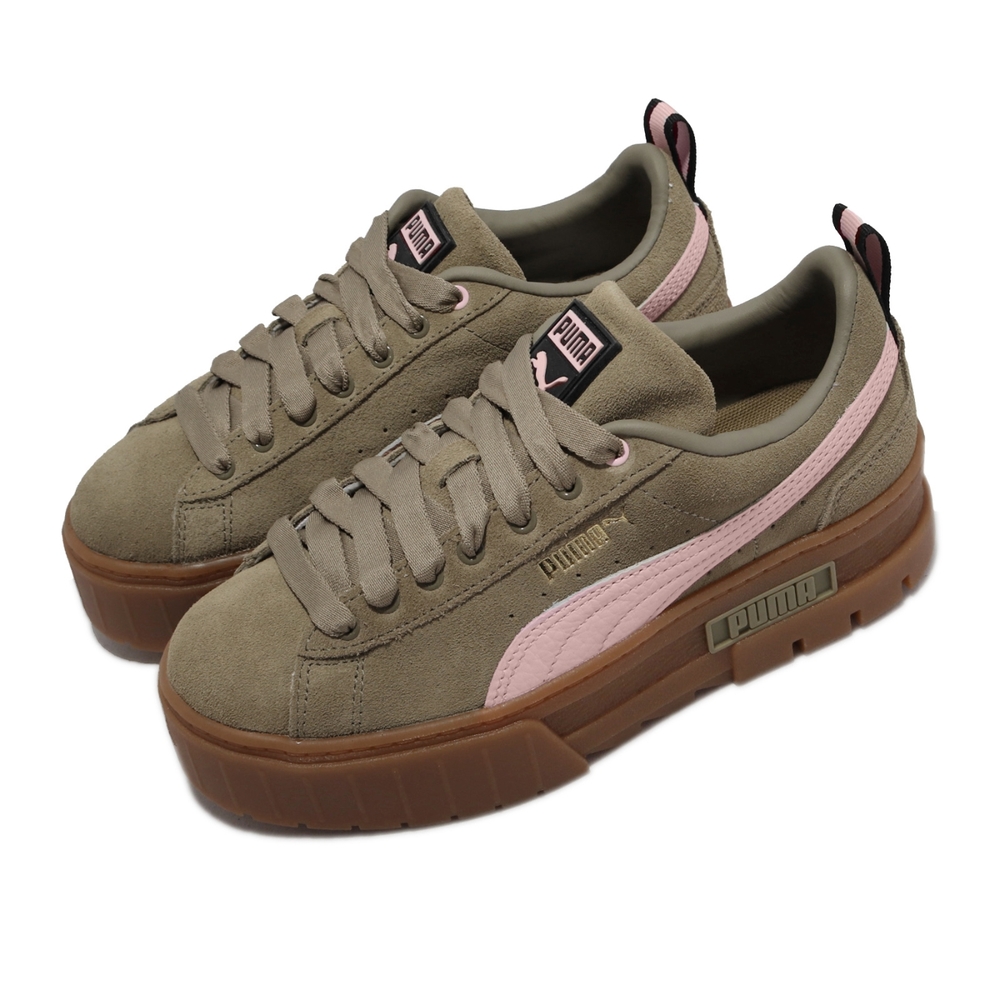 Puma 休閒鞋 Mayze Gum 女鞋 海外限定 麂皮 厚底 增高 修飾腳型 綠 粉 38188701