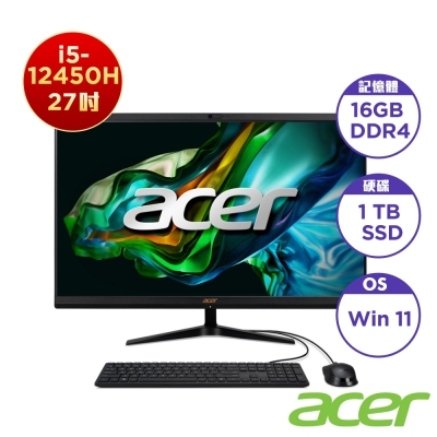 Acer 宏碁 C27-1800 27型AIO桌上型電腦(i5-12450H/8GB*2/1TB/Win11)