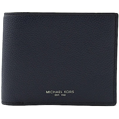 MICHAEL KORS RUSSEL拚色牛皮對開附活動卡短夾(深藍/紅咖)