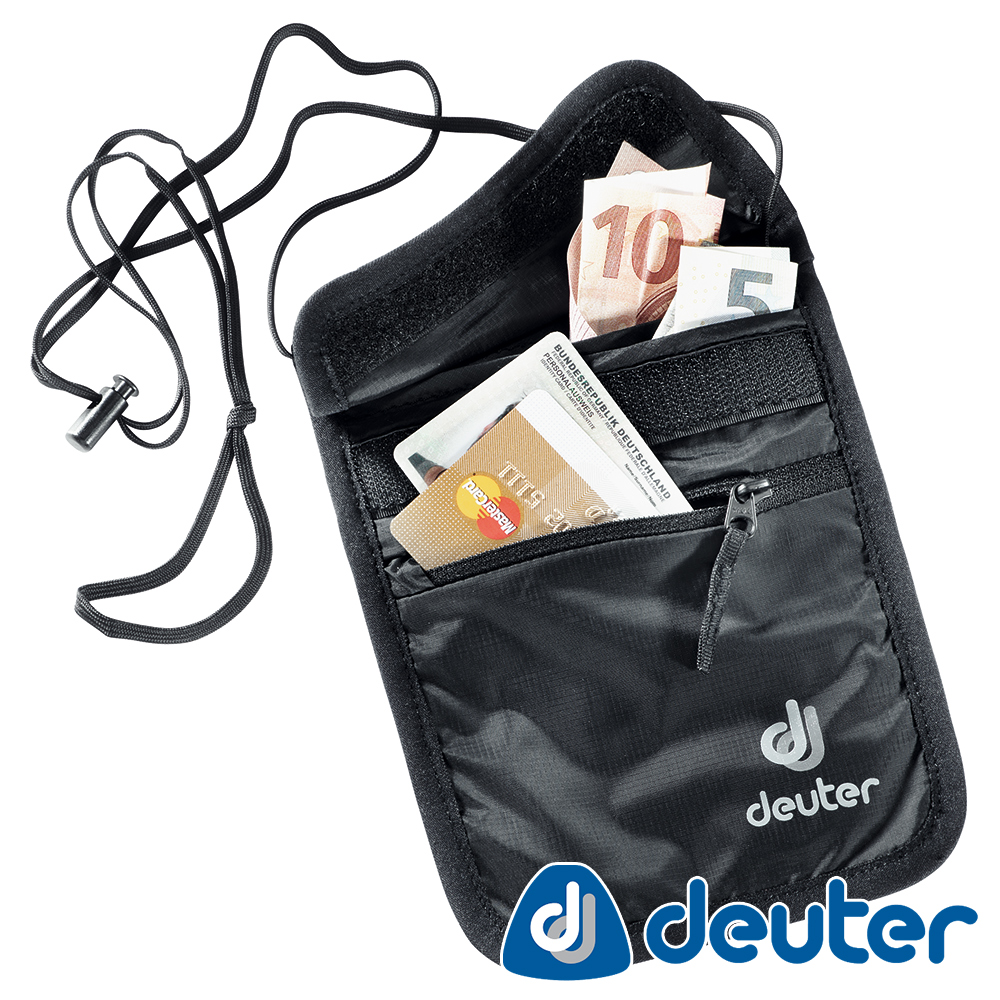 【deuter德國】隱藏式掛頸錢包3942116黑/旅遊防竊隨身配件包