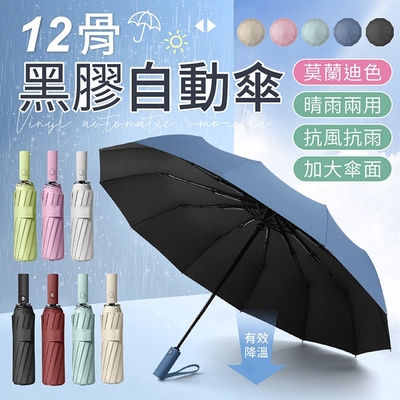 【御皇居】十二骨黑膠自動傘 (加大自動傘 折疊傘 遮陽傘)