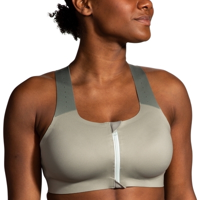 BROOKS 女 運動內衣 Dare Zip 拉鍊款 Sports Bra 2.0_卵石綠/深卵石綠(350083326)