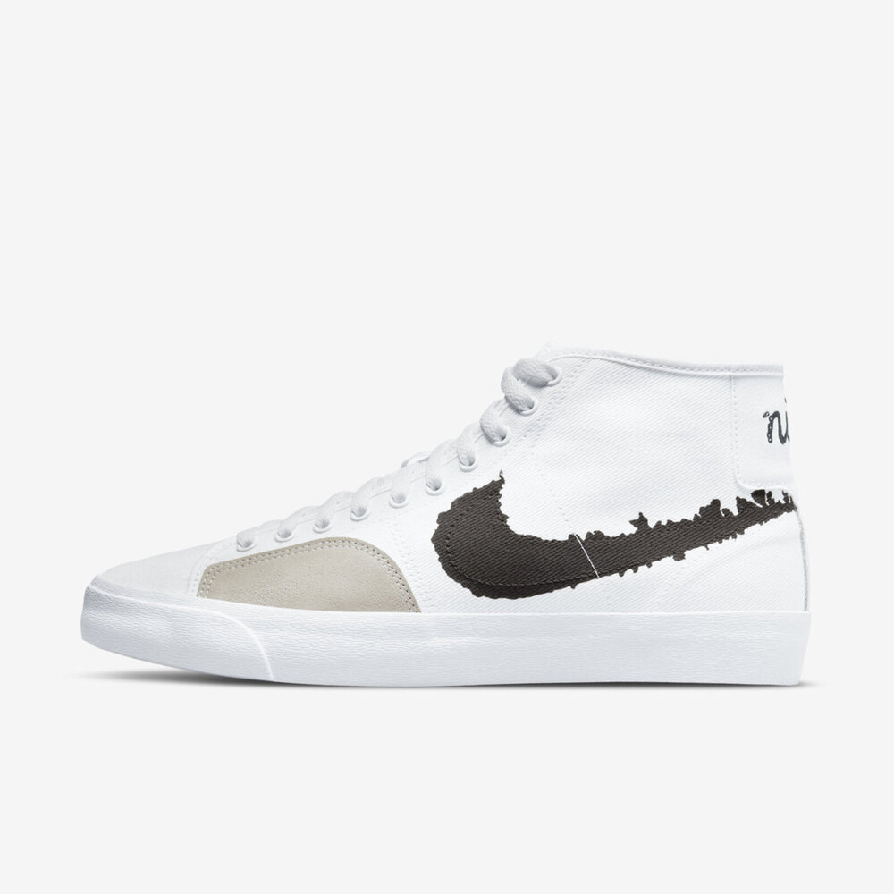 Nike SB Blazer Court Mid PRM [DM8553-100] 男 滑板鞋 休閒 帆布 中筒 白 黑