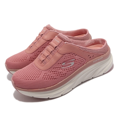 Skechers 穆勒鞋 D LUX Walker 半包拖 女鞋 避震 緩衝 彈性 穩定 耐磨 輕便 粉 白 149359-ROS