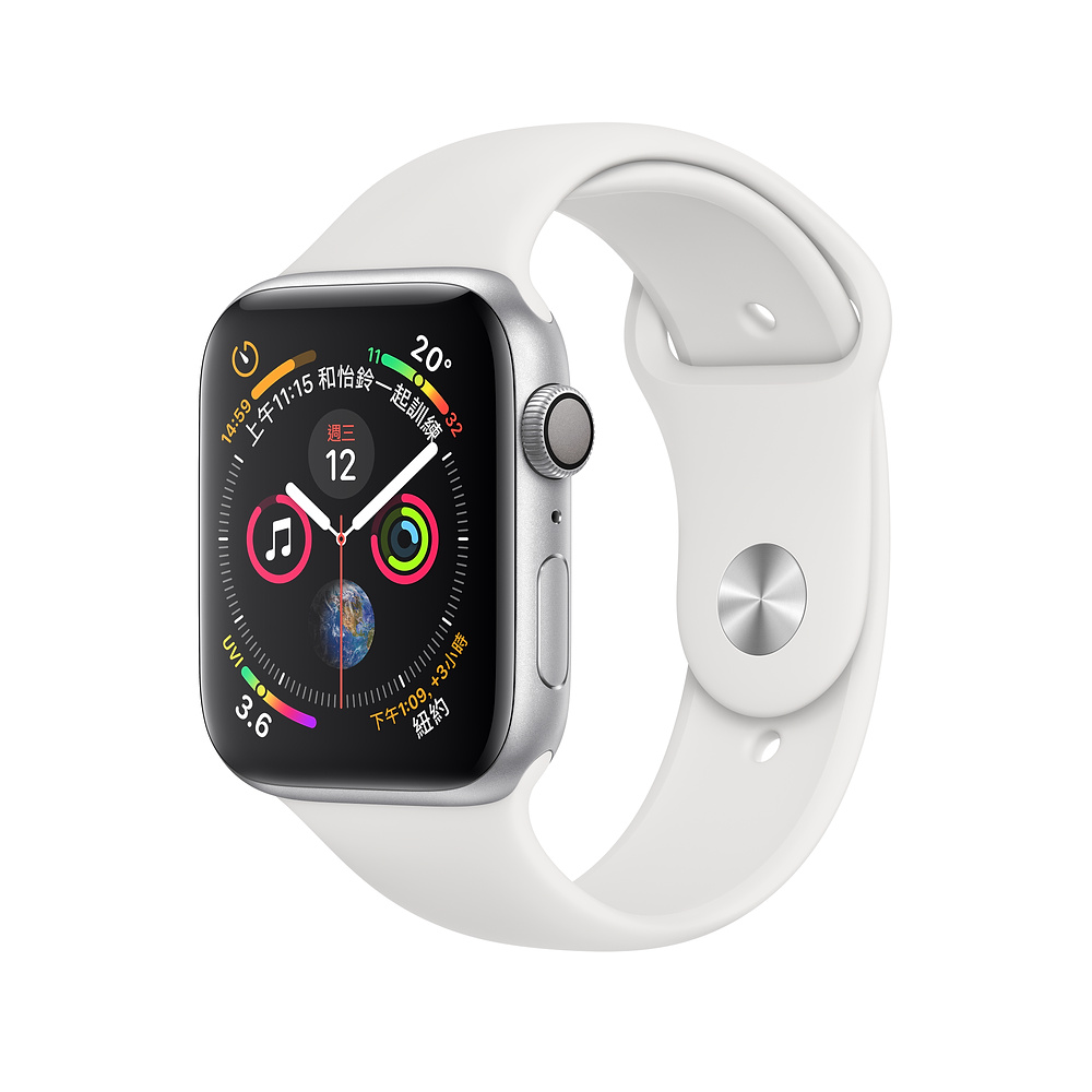 Apple Watch Series 4 LTE 44mm銀色鋁金屬錶殼白色運動型錶帶