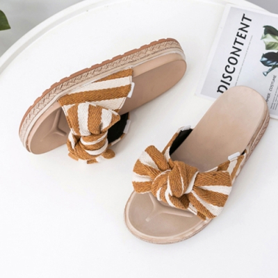 KEITH-WILL時尚鞋館 好評加碼優雅蝴蝶結平底涼鞋 黃