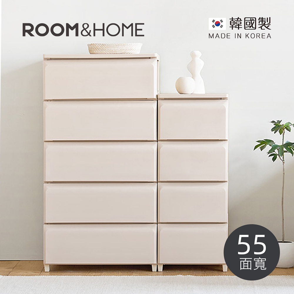 韓國ROOM&HOME 韓國製55面寬五層抽屜收納櫃(木質天板)-DIY-多色可選