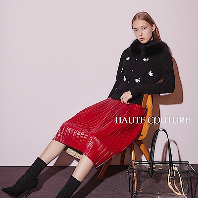 Haute Couture 高定系 兔絨✕羊毛✕狐狸毛針織毛衣造型外套(兩色)-黑