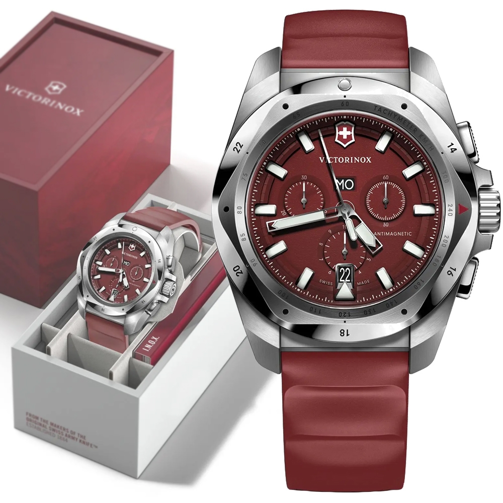 VICTORINOX 瑞士維氏 I.N.O.X. Chrono 防磁抗震200米防水 計時腕錶-紅色43mm(VISA-241986)