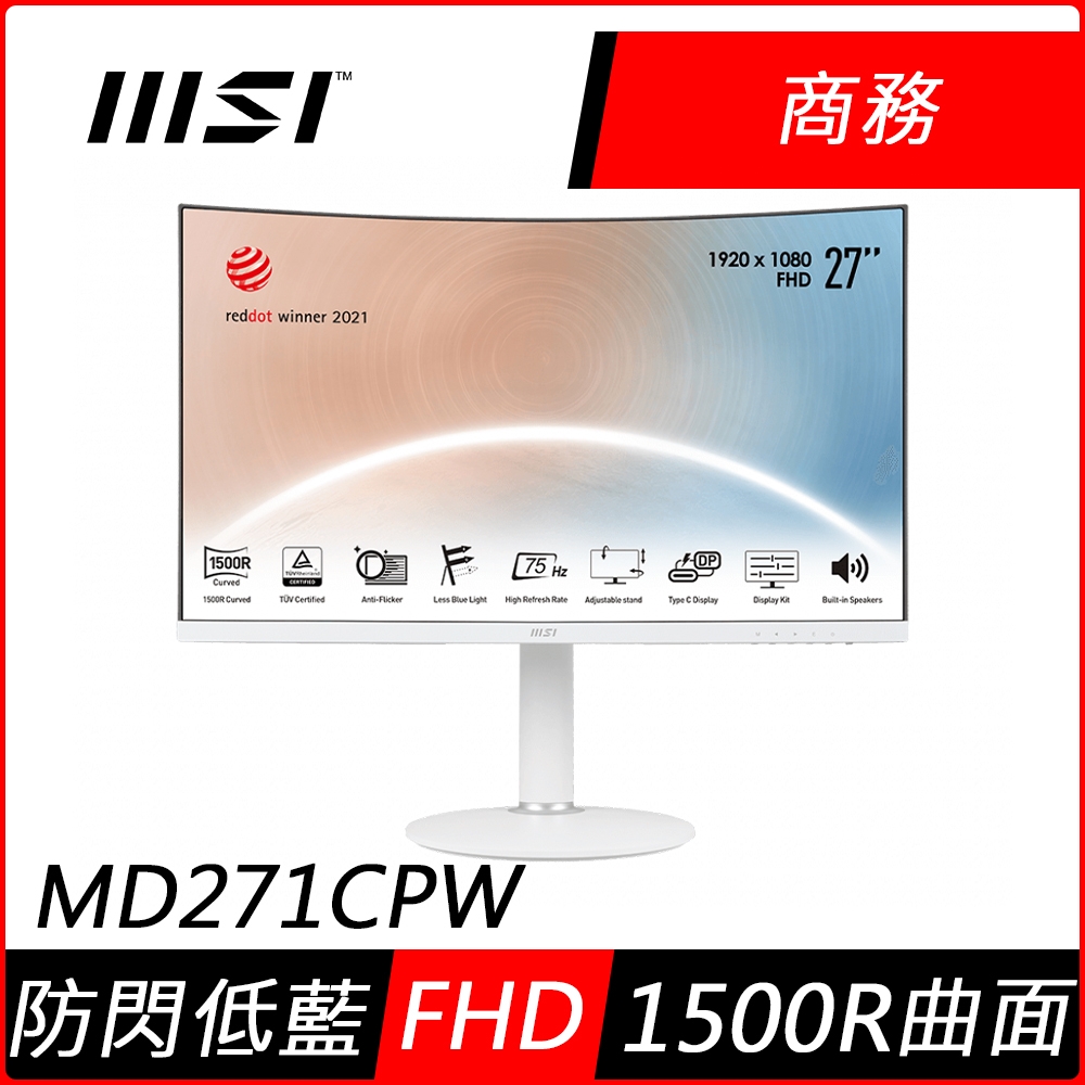 Monitor MSI Modern MD271CPW 27'' Curvo Blanco