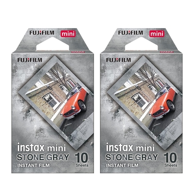 【FUJIFILM】富士 instax mini STONE GREY 灰邊岩石底片 2入組 拍立得底片 黑邊底片 富士即可拍 相機底片