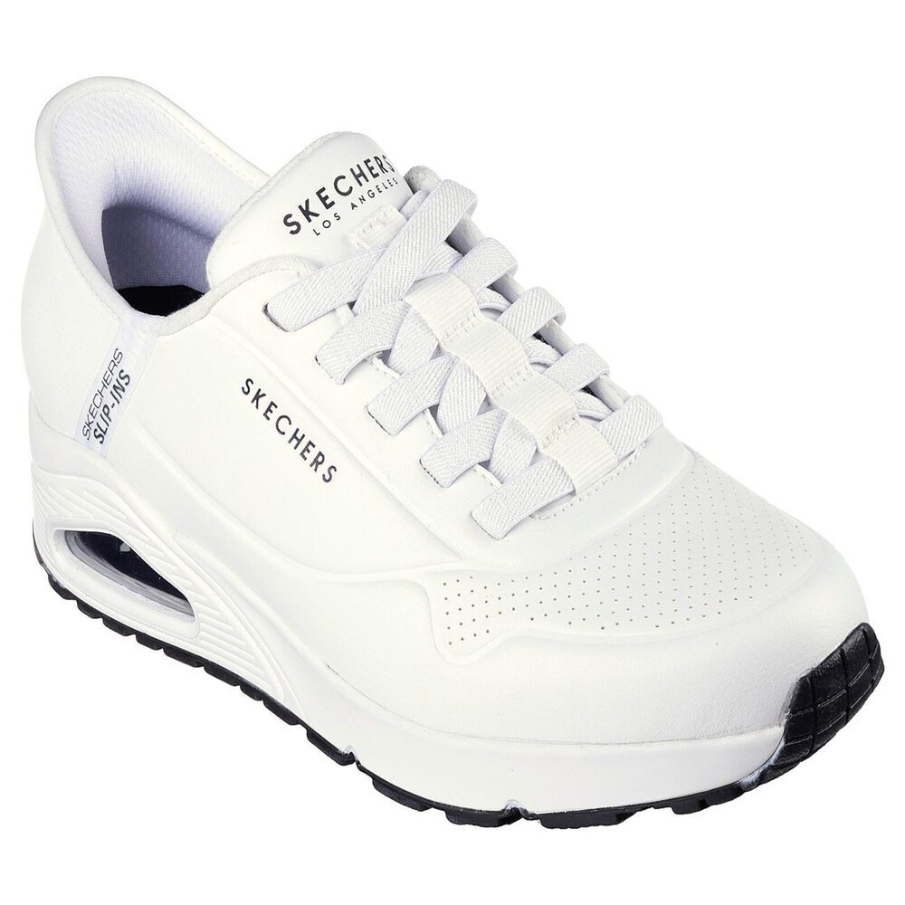 Skechers Uno [183005WHT] 男 休閒鞋 運動 健走 氣墊 緩震 支撐 瞬穿舒適科技 皮革 白黑