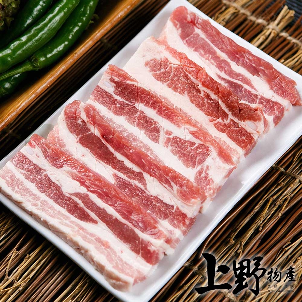 【上野物產 】台灣產 超厚切豬五花肉片(250g±10%/約5-8片/盤) x15盤 豬肉
