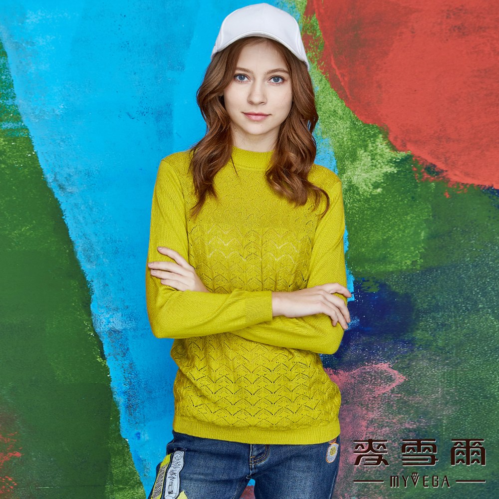 【麥雪爾】羊毛變化織紋純色針織-黃