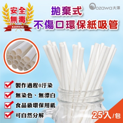 OZAWA 大澤 日本新研發拋棄式天然無味可分解紙吸管(10包250支入)
