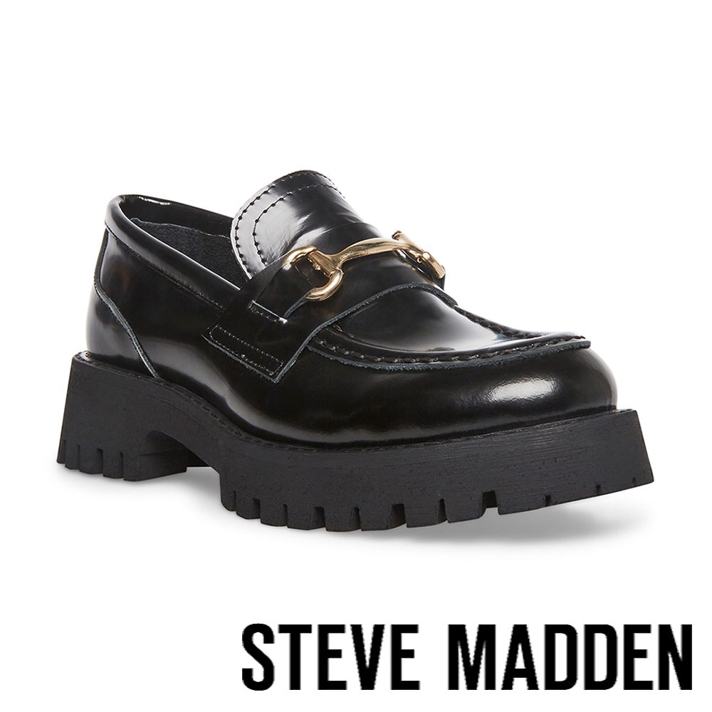 STEVE MADDEN-LANDO 馬銜釦厚底樂福鞋-黑色