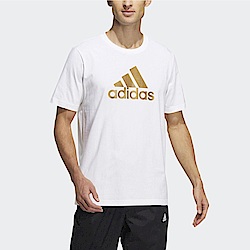 Adidas Fi Shiny Tee HE7431 男 短袖 上衣 T恤 運動 休閒 訓練 棉質 愛迪達 白 金