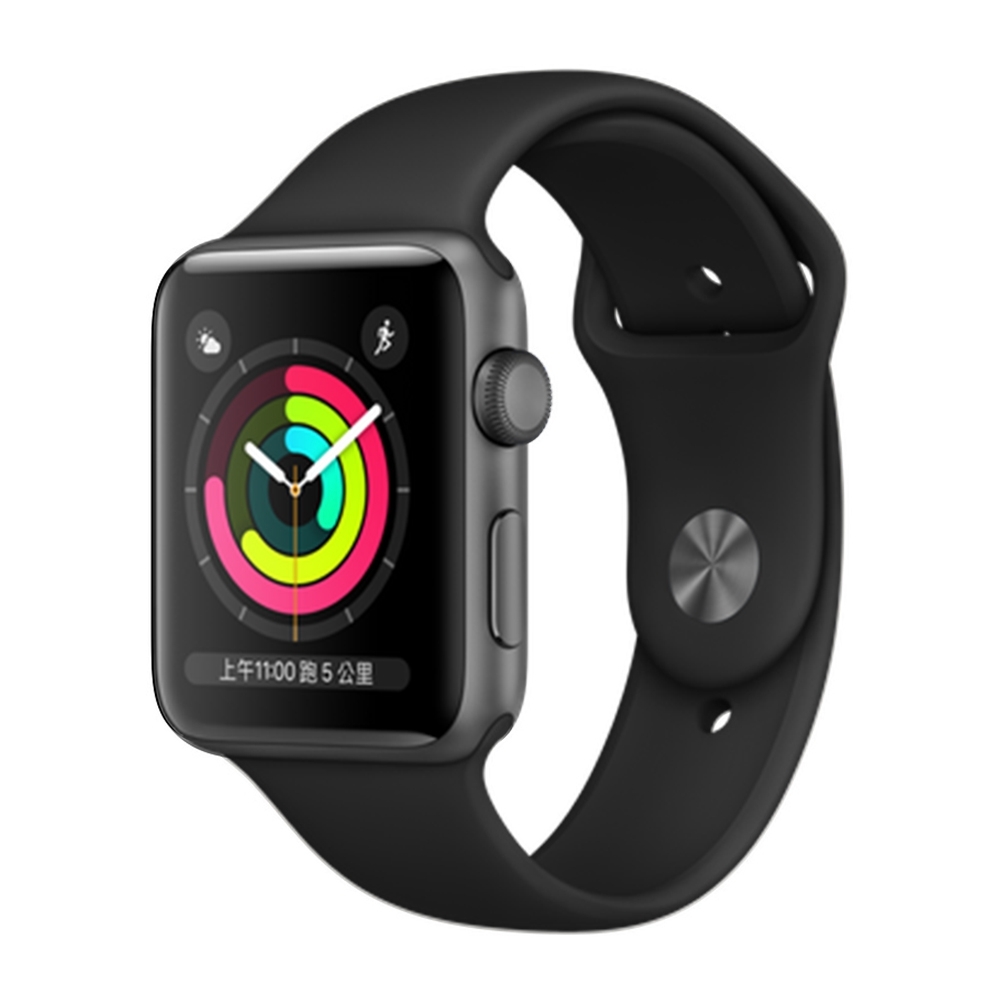 Apple Watch Series 3(GPS)42mm太空色鋁金屬錶殼+黑色運動錶帶